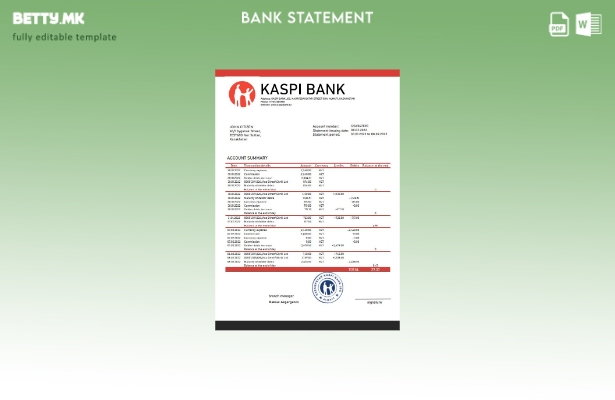 Модерен стил Шаблон за збор за извод од банка Казахстан Каспи